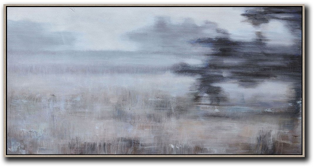 Original Artwork Extra Large Abstract Painting,Panoramic Abstract Landscape Painting,Unique Canvas Art,Grey,Black,Brown.etc - Click Image to Close